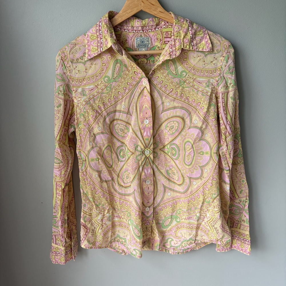 Vintage Lucky Paisley Long Sleeve Printed Top Women’s Size Medium Y2K‎ Button Up